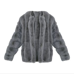 Grey Faux Fur Bubble Vertical Coat
